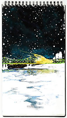 PSD 백그라운드 겨울 일러스트 수채화 풍경 빌딩 사람없음 강 판타지 눈 도시 스케치 스케치북 한강 스프링수첩 한강다리 한강철교 겨울배경 국내일러스트 자연요소 계절 상상 날씨 학용품 서울 미술 건물 다이어리 다리_건축물 랜드마크 파일형식