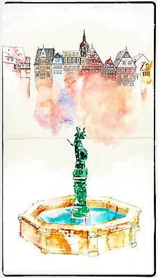 PSD 백그라운드 겨울 일러스트 수채화 풍경 사람없음 건물 판타지 조각상 마을 눈 스케치 스케치북 스프링수첩 프랑크푸르트 겨울배경 국내일러스트 자연요소 건축물 계절 상상 날씨 학용품 독일 미술 조형물 다이어리 도시 파일형식