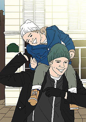 주간 PSD 남자 어린이 일러스트 성인 야외 두명 건물 화목 다정 자녀 목말 아빠 비니 아트툰 국내일러스트 자연요소 모자_잡화 건축물 컨셉 가족 모션 사람 그림 파일형식