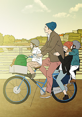 주간 PSD 구름 여자 남자 어린이 일러스트 여러명 성인 야외 건물 마을 자전거 화목 다정 자녀 다리 아빠 헬멧 비니 아트툰 국내일러스트 자연요소 모자_잡화 건축물 다수 컨셉 가족 사람 신체부위 바이크 보호장비 그림 파일형식