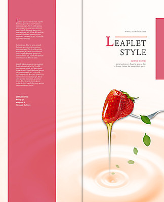 PSD 템플릿 편집 표지디자인 북디자인 출판디자인 표지 리플렛 포크 2단접지 북커버 딸기 나뭇잎 팜플렛 사람없음 뷰티 꿀 이미지템플릿 식기 잎 과일 파일형식
