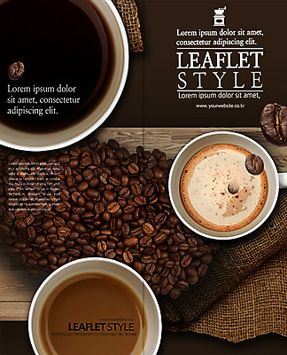 PSD 템플릿 편집 표지디자인 북디자인 출판디자인 표지 커피 리플렛 2단접지 북커버 종류 팜플렛 사람없음 원두 커피잔 이미지템플릿 음료 잔 파일형식