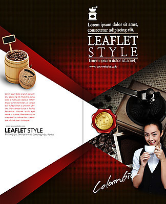 PSD 외국인 템플릿 편집 표지디자인 북디자인 영어 출판디자인 여자 표지 커피 리플렛 2단접지 북커버 한명 미소 들기 동양인 팜플렛 상반신 20대 성인 원두 콜롬비아 커피잔 배지 바리스타 그라인더 나무통 이미지템플릿 직업 문자 1 음료 모션 잔 통 표정 사람 인종 청년 남아메리카 커피용품 파일형식