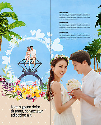 PSD 템플릿 편집 표지디자인 북디자인 커플 출판디자인 여자 남자 꽃 내지 리플렛 부케 2단접지 북커버 신혼부부 들기 팜플렛 여러명 성인 해변 30대 모래사장 야자수 한국인 신혼여행 하트 결혼반지 이미지템플릿 모양 나무 식물 부부 바다 꽃다발 다수 결혼 관계 모션 사람 동양인 장년 반지 신혼 파일형식