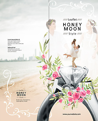 PSD 템플릿 편집 표지디자인 북디자인 커플 출판디자인 여자 표지 남자 리플렛 2단접지 북커버 신혼부부 팜플렛 여러명 성인 해변 30대 모래사장 장미 한국인 신혼여행 결혼반지 들어올리기 이미지템플릿 부부 꽃 바다 다수 결혼 관계 모션 사람 동양인 장년 반지 신혼 파일형식