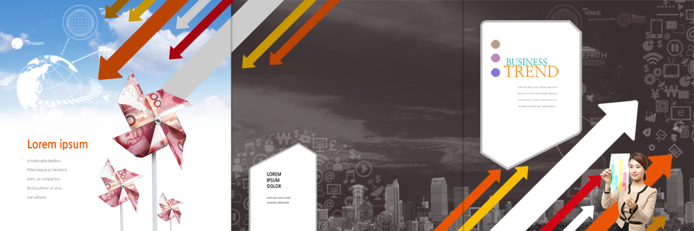 PSD 템플릿 편집 표지디자인 북디자인 출판디자인 여자 표지 화살표 리플렛 북커버 3단접지 한명 서기 미소 팜플렛 상반신 20대 성인 앞모습 한국인 비즈니스우먼 바람개비 이미지템플릿 1 뷰포인트 비즈니스 모션 표정 사람 동양인 청년 직장인 파일형식