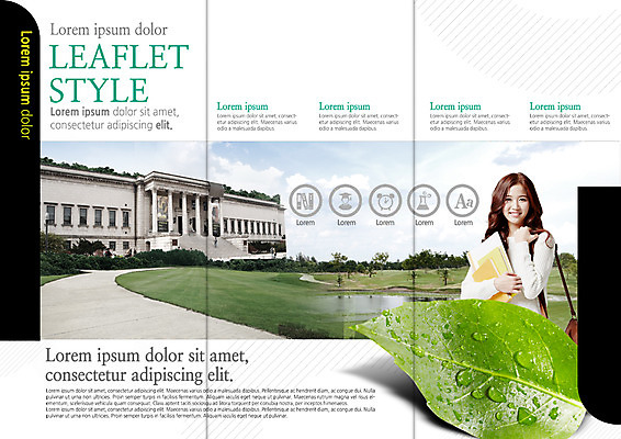 PSD 템플릿 편집 표지디자인 북디자인 출판디자인 교육 내지 리플렛 대학생 북커버 3단접지 나뭇잎 서기 미소 팜플렛 상반신 20대 성인 앞모습 한국인 대학교 성인여자한명만 이미지템플릿 학생 뷰포인트 잎 학교 모션 표정 사람 동양인 청년 여자한명만 성인여자만 파일형식