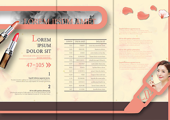 PSD 템플릿 편집 표지디자인 북디자인 출판디자인 여자 내지 리플렛 북커버 3단접지 한명 미소 들기 팜플렛 상반신 20대 성인 앞모습 뷰티 한국인 립스틱 의료성형뷰티 이미지템플릿 1 뷰포인트 모션 표정 사람 동양인 청년 화장품 파일형식