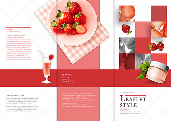 PSD 템플릿 편집 표지디자인 북디자인 출판디자인 표지 리플렛 북커버 3단접지 딸기 팜플렛 사람없음 빨간색 뷰티 화장품 딸기주스 이미지템플릿 컬러 과일 과일주스 파일형식