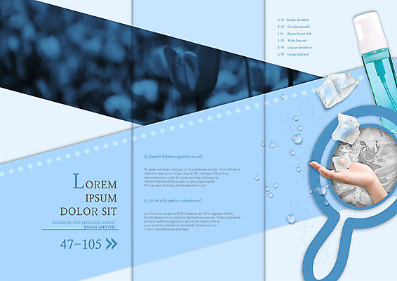 PSD 템플릿 편집 표지디자인 북디자인 손 출판디자인 내지 리플렛 북커버 3단접지 한명 팜플렛 신체부위 뷰티 얼음 화장품 이미지템플릿 자연요소 1 사람 파일형식