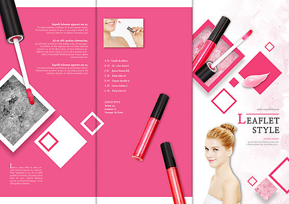 PSD 서양인 외국인 백인 템플릿 편집 표지디자인 북디자인 출판디자인 여자 표지 리플렛 북커버 3단접지 서기 미소 팜플렛 상반신 20대 성인 두명 앞모습 옆모습 뷰티 립글로스 이미지템플릿 뷰포인트 모션 표정 사람 인종 청년 화장품 파일형식