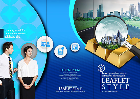 PSD 서양인 외국인 템플릿 편집 표지디자인 북디자인 출판디자인 여자 표지 남자 리플렛 북커버 3단접지 돋보기 서기 팜플렛 상반신 20대 성인 두명 앞모습 비즈니스맨 비즈니스우먼 금화 이미지템플릿 뷰포인트 비즈니스 모션 사람 인종 청년 직장인 황금 파일형식