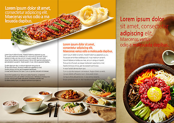 PSD 템플릿 편집 표지디자인 북디자인 출판디자인 내지 리플렛 북커버 3단접지 팜플렛 사람없음 양파링 육회비빔밥 코다리 이미지템플릿 어류 튀김 비빔밥 육회 파일형식