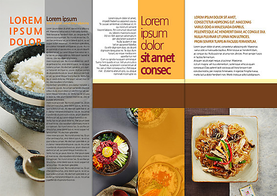 PSD 템플릿 편집 표지디자인 북디자인 출판디자인 내지 음식 리플렛 북커버 3단접지 팜플렛 사람없음 돌솥밥 육회비빔밥 잡채 이미지템플릿 밥 비빔밥 육회 파일형식