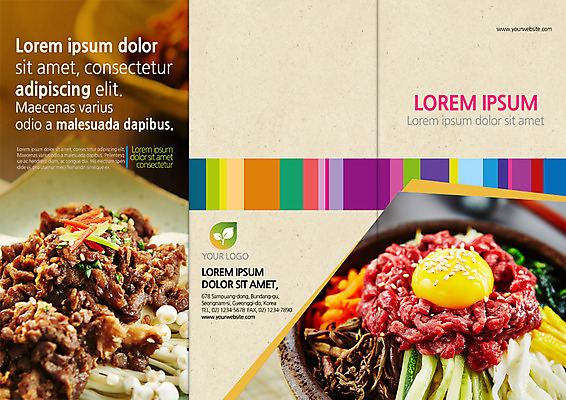 PSD 템플릿 편집 표지디자인 북디자인 출판디자인 표지 리플렛 북커버 3단접지 팜플렛 사람없음 불고기 육회비빔밥 이미지템플릿 한식 비빔밥 육회 파일형식