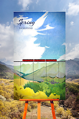 주간 PSD 나무 구름 편집 백그라운드 일러스트 하늘 산 풍경 사람없음 야외 봄 기차 이젤 봄배경 국내일러스트 자연요소 식물 계절 육상교통 대중교통 미술도구 파일형식