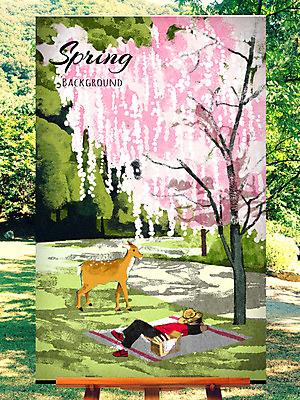 주간 PSD 나무 편집 모자 남자 백그라운드 일러스트 사슴 한명 사람 풍경 야외 눕기 봄 벚꽃 돗자리 이젤 봄배경 국내일러스트 자연요소 식물 1 잡화 계절 꽃 포유류 모션 미술도구 파일형식