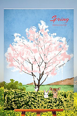 주간 PSD 나무 편집 백그라운드 꽃밭 일러스트 하늘 사슴 한명 풍경 성인 야외 책 독서 봄 벚꽃 토끼 이젤 봄배경 국내일러스트 자연요소 식물 1 계절 꽃 포유류 사람 반려동물 미술도구 파일형식