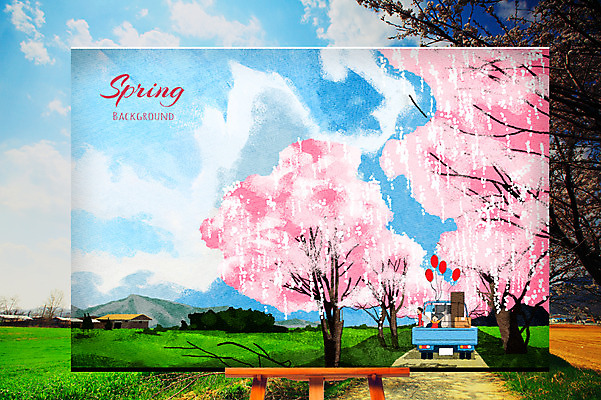 주간 PSD 나무 편집 어린이 백그라운드 밭 일러스트 하늘 산 사람 풍경 야외 두명 봄 트럭 벚꽃 이사 배고픔 이젤 풍선 시골길 봄배경 국내일러스트 자연요소 식물 계절 꽃 길 농업 자동차 미술도구 파일형식