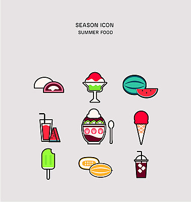 아이콘 아이스크림 여름음식 수박 사람없음 여름 세트 숟가락 참외 아이스크림콘 음식아이콘 팥빙수 모찌 수박주스 아이스아메리카노 제철음식 제철과일 2D아이콘 AI파일 계절 음식 과일 디저트 수저 과일주스 콘 빙수 아메리카노 아이스커피 제철 파일형식 벡터 여름_계절