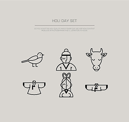 아이콘 여자 명절 남자 성인 두명 세트 소 한복 라인아이콘 저고리 까치 남자한복 여자한복 2D아이콘 AI파일 한국전통 전통 기념일 포유류 조류 사람 전통의상 파일형식 벡터