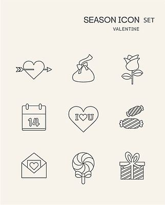 데이이벤트 편지봉투 화살 발렌타인데이 막대사탕 사탕 사람없음 선물상자 세트 장미 초콜릿 달력 하트 라인아이콘 2D아이콘 AI파일 모양 아이콘 기념일 꽃 디저트 봉투 선물 상자 편지 파일형식 벡터