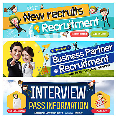 PSD 템플릿 배너 여자 남자 웹템플릿 서류가방 비즈니스 그래프 여러명 성인 한국인 인터뷰 이벤트배너 전구모양 채용 웹배너 이미지템플릿 모양 다수 가방 전구 사람 동양인 파일형식