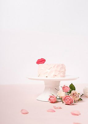 포토 JPG 스튜디오촬영 기념일 꽃잎 백그라운드 화이트데이 디저트 발렌타인데이 사람없음 장미 케이크 입술모양 파스텔톤 국내포토 모양 꽃 음식 컬러 데이이벤트 실내 이벤트 파일형식