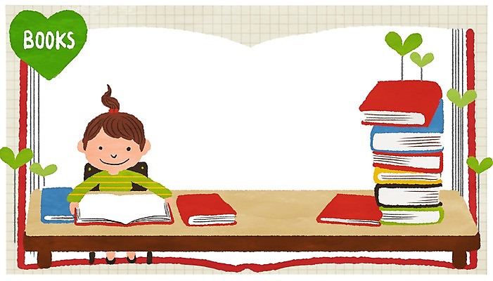 PSD 여자 교육 어린이 일러스트 한명 책 독서 새싹 책상 프레임일러스트 국내일러스트 식물 1 가구 프레임 사람 파일형식