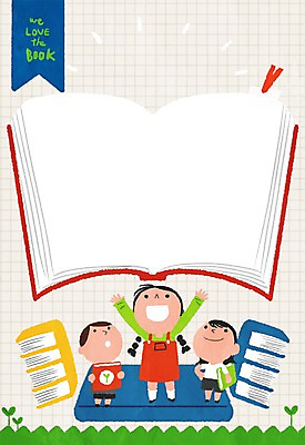 PSD 여자 교육 남자 어린이 일러스트 책 세명 새싹 프레임일러스트 국내일러스트 식물 프레임 사람 파일형식