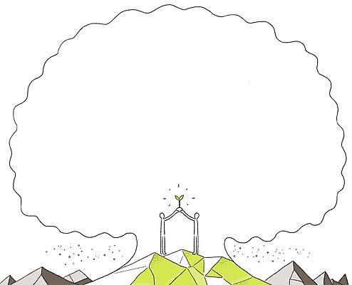 PSD 나무 일러스트 상상 산 프레임 상상일러스트 사람 두명 새싹 희망 원형 원형프레임 국내일러스트 도형 식물 감정 파일형식