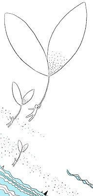 PSD 바다 일러스트 상상 상상일러스트 사람 세명 새싹 희망 비행 국내일러스트 식물 감정 파일형식