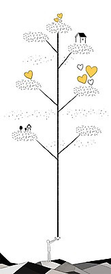 PSD 나무 일러스트 상상 주택 상상일러스트 한명 사람 상자 희망 국내일러스트 식물 1 감정 건물 파일형식