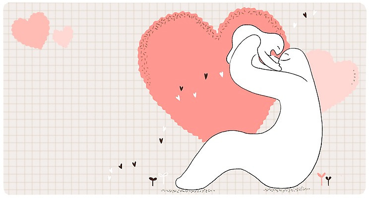 PSD 어린이 일러스트 상상 프레임 상상일러스트 사람 두명 새싹 희망 하트 하트프레임 들어올리기 국내일러스트 모양 식물 감정 모션 파일형식