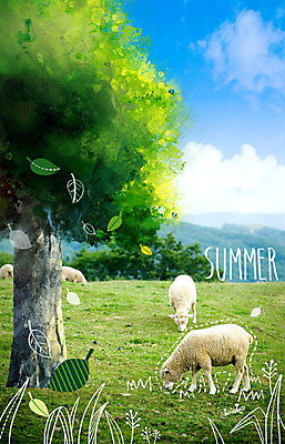 주간 PSD 나무 구름 편집이미지 계절 나뭇잎 사람없음 야외 여름 양 합성 동산 계절백그라운드 양떼목장 이미지편집 자연요소 식물 백그라운드 잎 포유류 목장 파일형식