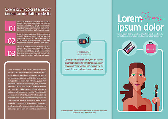 템플릿 편집 표지디자인 북디자인 출판디자인 여자 표지 리플렛 북커버 3단접지 한명 팜플렛 성인 앞모습 화장 뷰티 화장품 메이크업박스 이미지템플릿 AI파일 1 뷰포인트 사람 상자 파일형식 벡터