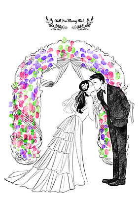 PSD 커플 여자 남자 꽃 리본 신부 웨딩드레스 신랑 결혼 일러스트 키스 정장 턱시도 성인 두명 국내일러스트 식물 드레스 옷 관계 사람 이벤트 애정표현 파일형식