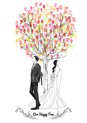 PSD 나무 커플 여자 남자 신부 웨딩드레스 신랑 결혼 일러스트 나뭇잎 정장 턱시도 성인 두명 국내일러스트 식물 드레스 옷 잎 관계 사람 이벤트 파일형식