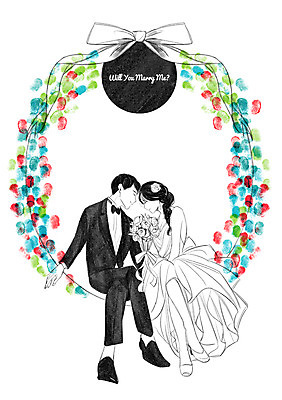 PSD 커플 여자 남자 리본 신부 부케 웨딩드레스 신랑 결혼 일러스트 정장 턱시도 성인 두명 마주보기 국내일러스트 드레스 옷 꽃다발 관계 모션 사람 이벤트 파일형식