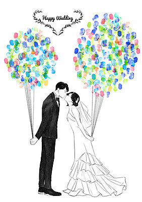 PSD 커플 여자 남자 신부 웨딩드레스 신랑 결혼 일러스트 키스 정장 턱시도 성인 두명 풍선 국내일러스트 드레스 옷 관계 사람 이벤트 애정표현 파일형식