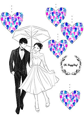 PSD 커플 여자 남자 신부 웨딩드레스 신랑 결혼 일러스트 우산 정장 턱시도 성인 두명 하트 국내일러스트 모양 드레스 옷 관계 사람 이벤트 파일형식