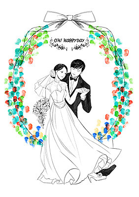 PSD 커플 여자 남자 리본 신부 부케 웨딩드레스 신랑 결혼 일러스트 정장 턱시도 성인 두명 국내일러스트 드레스 옷 꽃다발 관계 사람 이벤트 파일형식