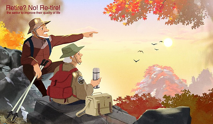 주간 PSD 모자 여자 노년 남자 여유 단풍 일러스트 배낭 조류 휴식 함께함 야외 두명 실버라이프 노부부 등산 가을 바위 보온병 국내일러스트 자연요소 동물 라이프스타일 부부 잡화 계절 감정 컨셉 잎 가방 사람 성인 트래킹 돌_바위 파일형식