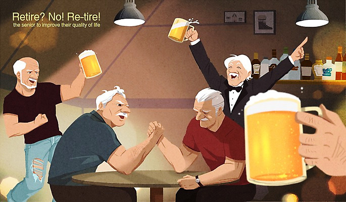 PSD 노년 남자 액자 일러스트 탁자 술병 조명 맥주 함께함 실내 여러명 실버라이프 술집 목표 열정 맥주잔 팔씨름 국내일러스트 라이프스타일 감정 가구 다수 컨셉 술잔 놀이 병_용기 주류 사람 성인 내부 파일형식