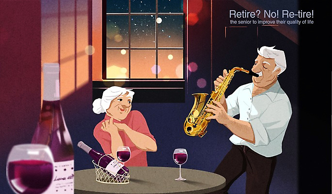 PSD 여자 노년 남자 연주 와인잔 일러스트 창문 실내 사랑 두명 실버라이프 와인 노부부 로맨틱 색소폰 와인병 정열 국내일러스트 라이프스타일 부부 감정 음악 컨셉 술잔 병_용기 주류 사람 성인 내부 목관악기 파일형식