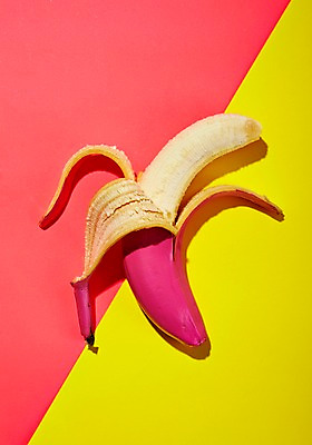 포토 JPG 음식 분홍색 과일 바나나 사람없음 빨간색 한개 노란색 팝아트 바나나껍질 트로피컬아트 국내포토 1 컬러 껍질 그림 파일형식