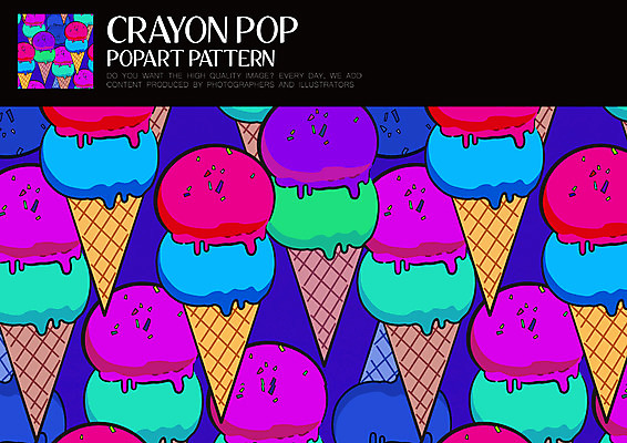 PSD ZIP 패턴 일러스트 디저트 사람없음 팝아트 콘아이스크림 스프링클 키치 국내일러스트 음식 컨셉 무늬 아이스크림 장식 그림 파일형식