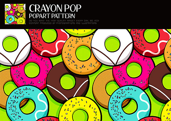 PSD ZIP 음식 패턴 일러스트 디저트 사람없음 도넛 팝아트 스프링클 키치 국내일러스트 컨셉 무늬 장식 그림 파일형식