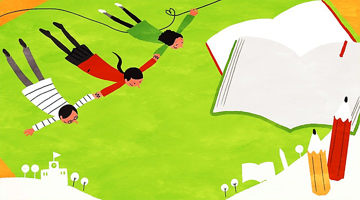 PSD 학생 여자 남자 교복 일러스트 학교 청소년 성인 책 세명 연필 손잡기 학부모 국내일러스트 옷 교육 모션 학용품 사람 부모 필기구 파일형식