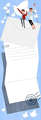 PSD 학생 여자 남자 교복 일러스트 청소년 조류 편지봉투 성인 두명 책 편지지 학부모 국내일러스트 동물 옷 봉투 사람 부모 편지 파일형식